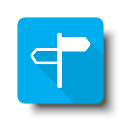 Wall Mural - White Road Signs icon on blue web button