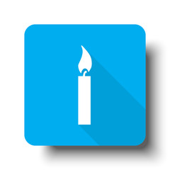 Wall Mural - White Candle Light icon on blue web button