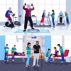 Wall Mural - Physiotherapy Rehabilitation Center 2 Flat Banners 