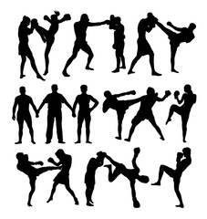 Canvas Print - Boxing Sport Activity Silhouettes, art vector design