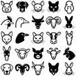 Farm animal head icon collection - vector illustration 