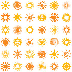 sun icon collection - vector illustration