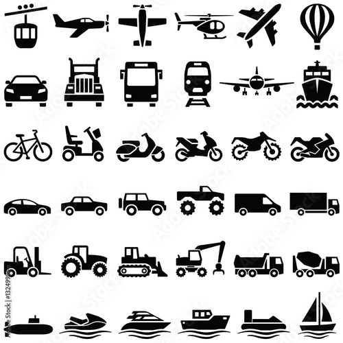 Fotografía Transport icon collection - vector silhouette