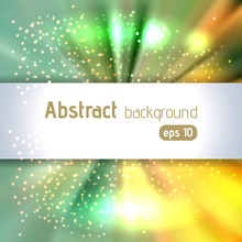 Background With Colorful Light Rays. Abstract Background. Vector Illustration. Yellow, Blue, Green Colors.
