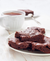 Canvas Print - brownies and cup of coffee