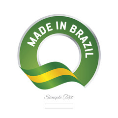 Canvas Print - made in brazil flag green color label button banner