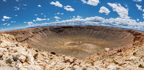 meteor crater panoramic view, in winslow, arizona, usa