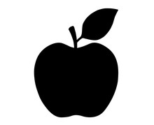 Apple Symbol. Black Silhouette Isolated On White. Vector Outline Icon