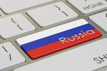 Wall Mural - Russia flag button on keyboard, 3D rendering