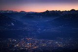 Fototapeta Natura - Night mountain landscape. Alps. Іnnsbruck city