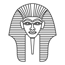 Egyptian Pharaohs Mask Icon, Outline Style