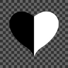 Happy Valentine's Day. Black White Heart. Dark Gray Squares. Chess Background. Vector