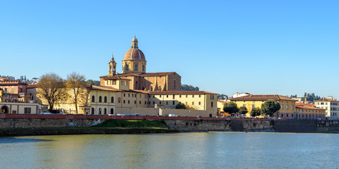 Wall Mural - church of Saint Frediano and the river Arno, florence, tuscany, italy