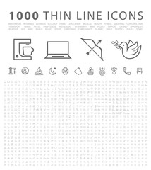 Wall Mural - Set of 1000 Isolated Minimal Modern Simple Elegant Black Icons. Vector Elements on White Background.