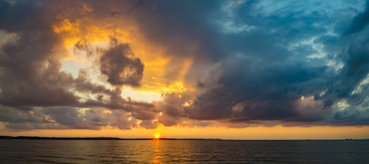Wall Mural - beautiful evening sky over at sunset