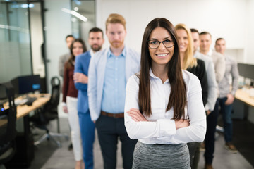 Business woman in officess representing company