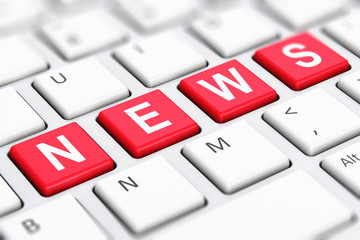Poster - News text word on computer keyboard keys