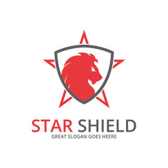 Wall Mural - Lion logo. Star shield