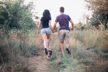 Couple running together. Sport runners jogging on park. Healthy lifestyle fitness concept