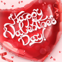 Wall Mural - Happy Valentin Day. Red heart toy balloon 3d vector