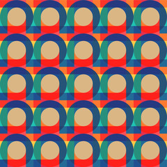 Poster - Seamless retro pattern with color circles. Vector