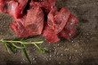 Raw beef with rosemary and salt