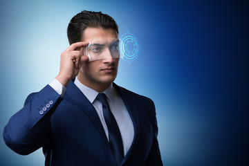 Futuristic vision concept with businessman