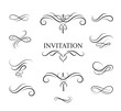 Calligraphic flourish design elements. Page decoration doodle vignette set in retro style. Elegant vintage borders and dividers for greeting card, retro party, wedding invitation
