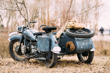 Rarity Three-Wheeled Motorcycle With Sidecar Of German Forces Of German Forces