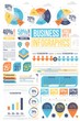 Business infographics set with different diagram vector illustration. Abstract data visualization elements, marketing charts and graphs. Website, corporate report, presentation, advertising template