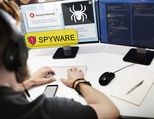 Wall Mural - spyware computer hacker virus malware concept