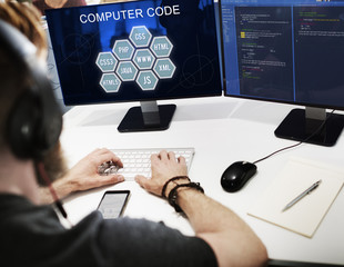 Wall Mural - computer programming it codes development concept