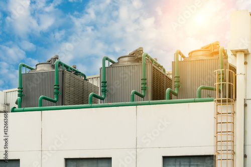 Fotografía Cooling tower on the roof floor, Cooling system.