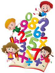Many children with numbers in the book