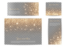 Set Of Banners With Golden Highlights On A Transparent Background
