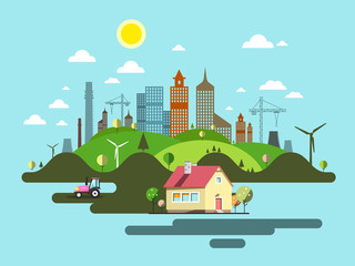 Poster - Flat Design City. Abstract Vector Town.