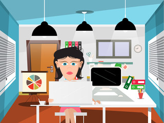 Poster - Secretary in Office Vector Illustration