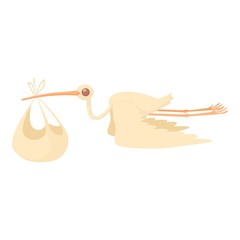 Wall Mural - Stork delivering a newborn baby icon cartoon style
