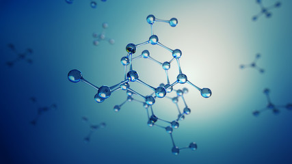 Wall Mural - 3d illustration of glass molecules. atoms connection concept. abstract science background.