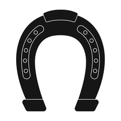 Poster - Horseshoe icon in black style isolated on white background. Hippodrome and horse symbol stock vector illustration.