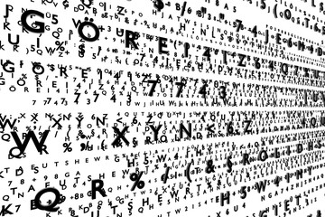 Virtual wall with flying codes, 3d-illustration