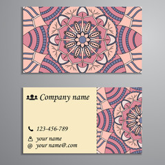 Invitation, business card or banner with text template. Round fl