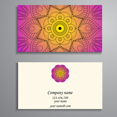 Invitation, business card or banner with text template. Round fl