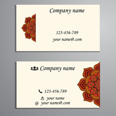 Invitation, business card or banner with text template. Round fl