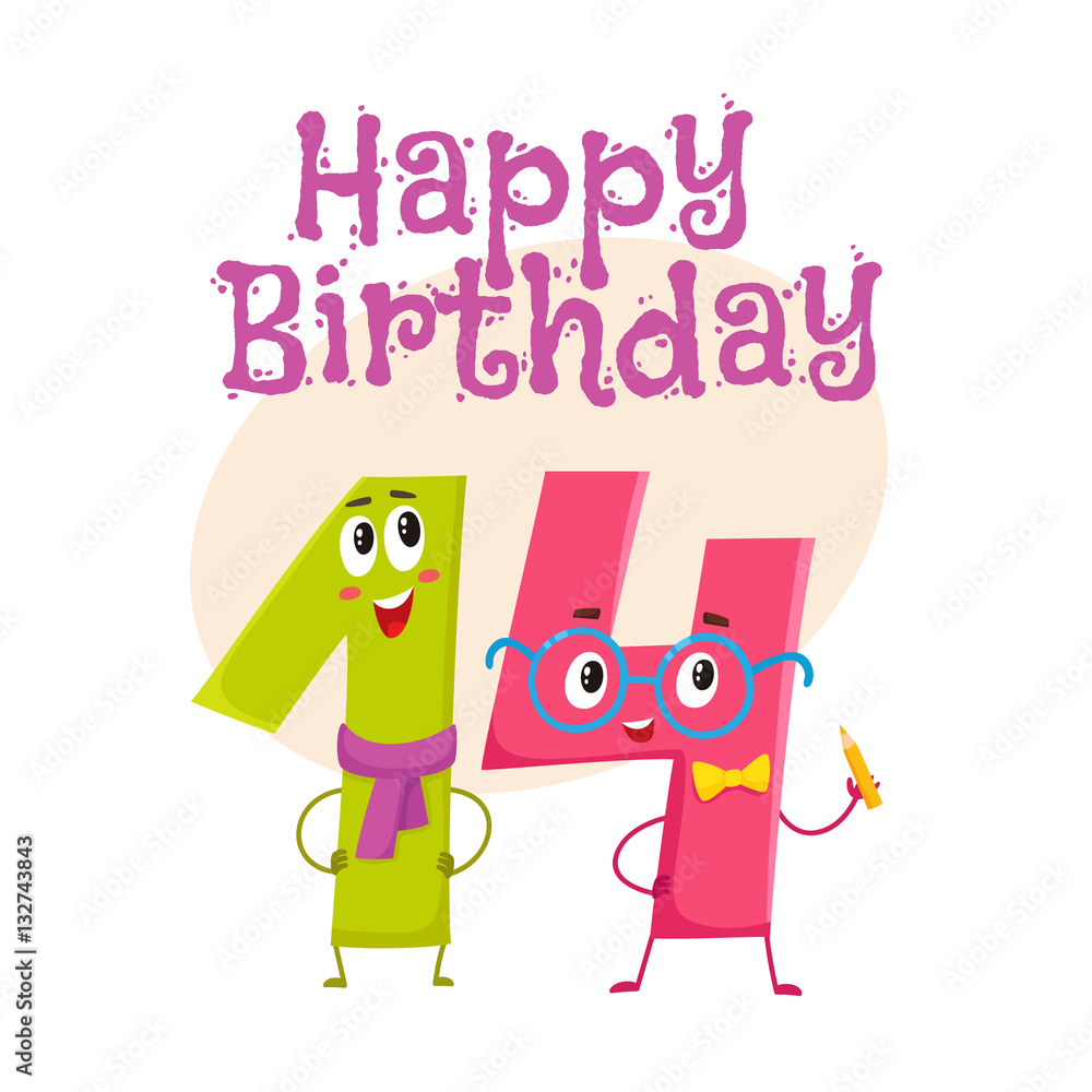 Happy birthday vector greeting card, poster, banner design with cute ...