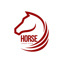 Horse Head Profile Graphic Logo Template, Vector Illustration On White Background. Stylish Horse Head Outline For Stable, Farm, Race Logo Design