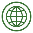 world, earth, globe, planet line simple green icon in circle