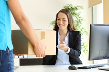 Businesswoman Receiving A Package