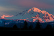 Winter sunset on Mount Baker creating a beautiful alpenglow