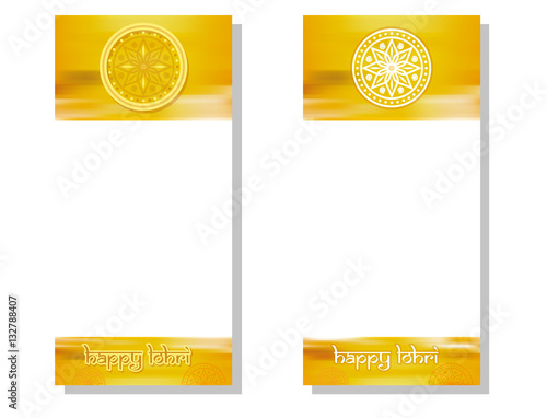 Obraz na plátne Vertical banner set for Punjabi festival of lohri celebration with greeting inscription, mandala and space for text